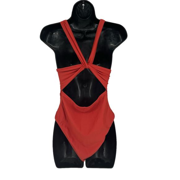 CUPSHE V-neck Ruched One-Piece Swimsuit For Women Sexy Backless Monokini Small - Picture 2 of 9